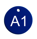 Anodized Aluminum tags are a great combination of durability and affordability.  Blue Anodized Aluminum.
