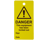 Custom Plastic Laser Engraved Nameplate and Equipment Tags.  Yellow