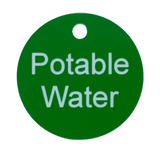 Custom Engraved Plastic Valve Tag. Green Potable Water