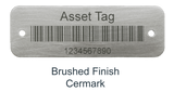 316 Stainless Steel Asset Tag. Custom Engraved Cermark Barcode