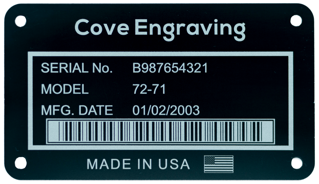 Anodized Aluminum Nameplate Cove Engraving