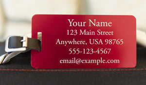 Anodized aluminum luggage tags are a durable and visible way to identify your tags at luggage claim